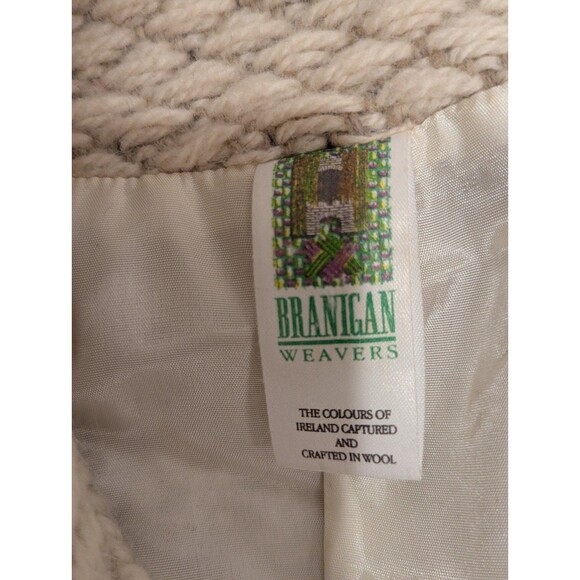 Vintage Branigan Weavers Size Medium Wool Crochet Long Sweater Jacket Ireland - Picture 10 of 11